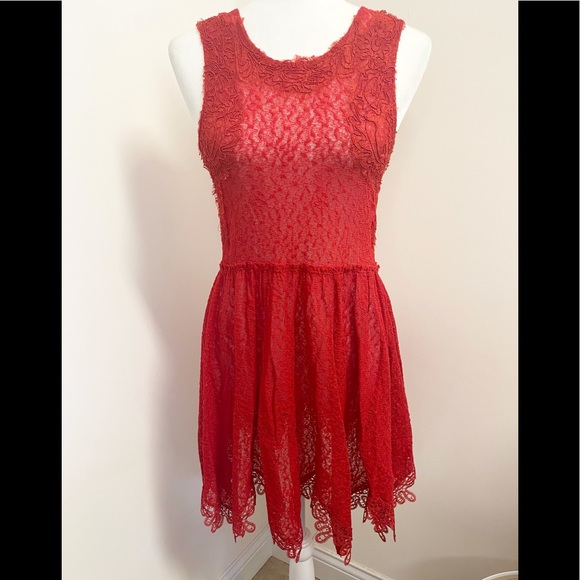Gorgeous Free People red lace dress! - Picture 3 of 9